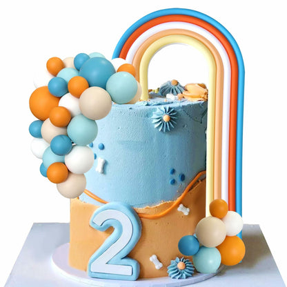 HAVAGDTM Blue Orange Foam Rainbow Cake Toppers Mini Balls 17 pcs