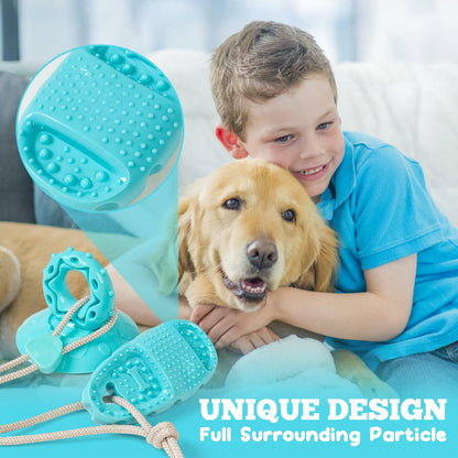 Jieffifa Indestructible TPR Dog Chew Toy with Suction Cup Blue