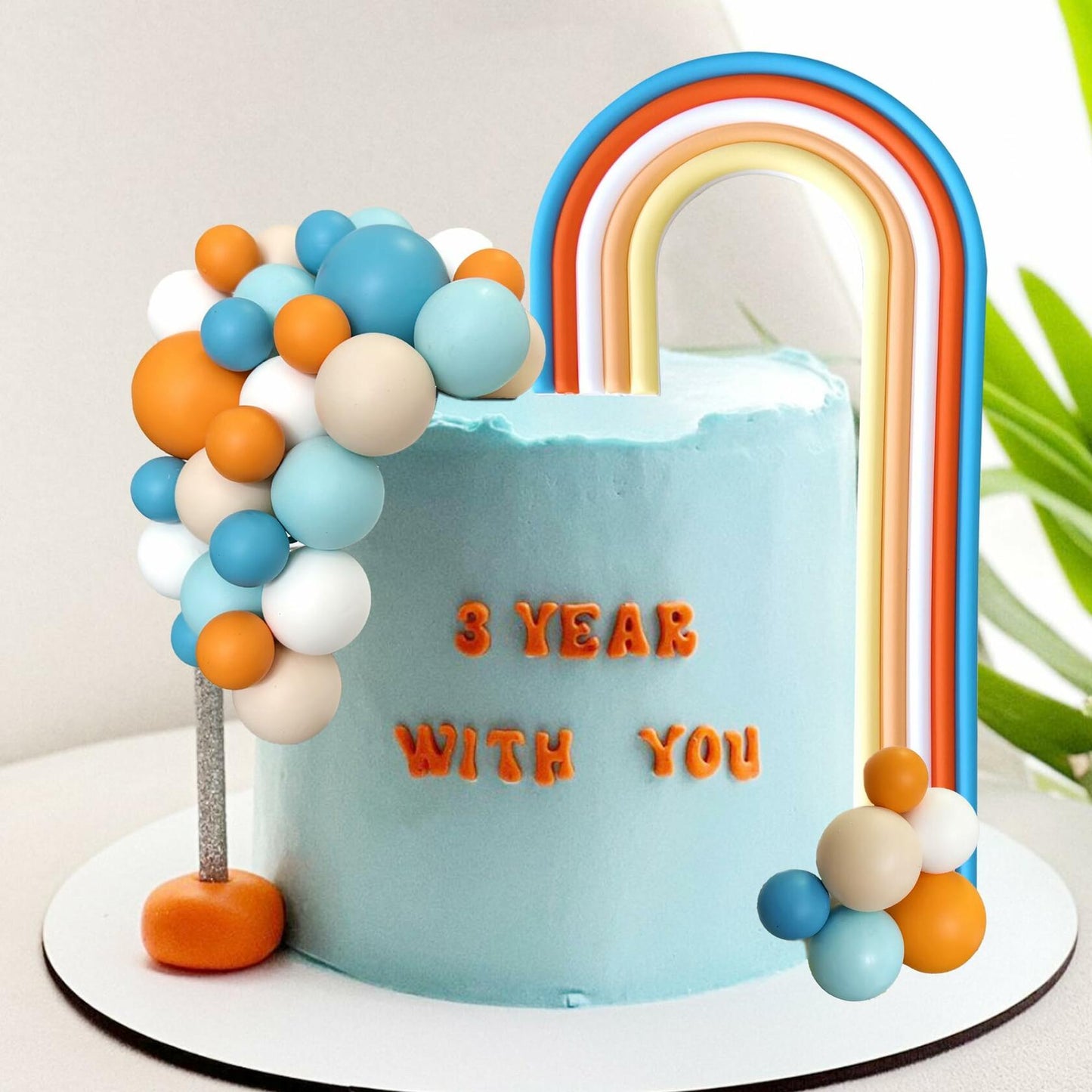 HAVAGDTM Blue Orange Foam Rainbow Cake Toppers Mini Balls 17 pcs