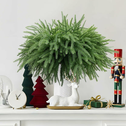 HUZIYAHAN Christmas Norfolk Pine Stems 18in Green Branches 8 Count