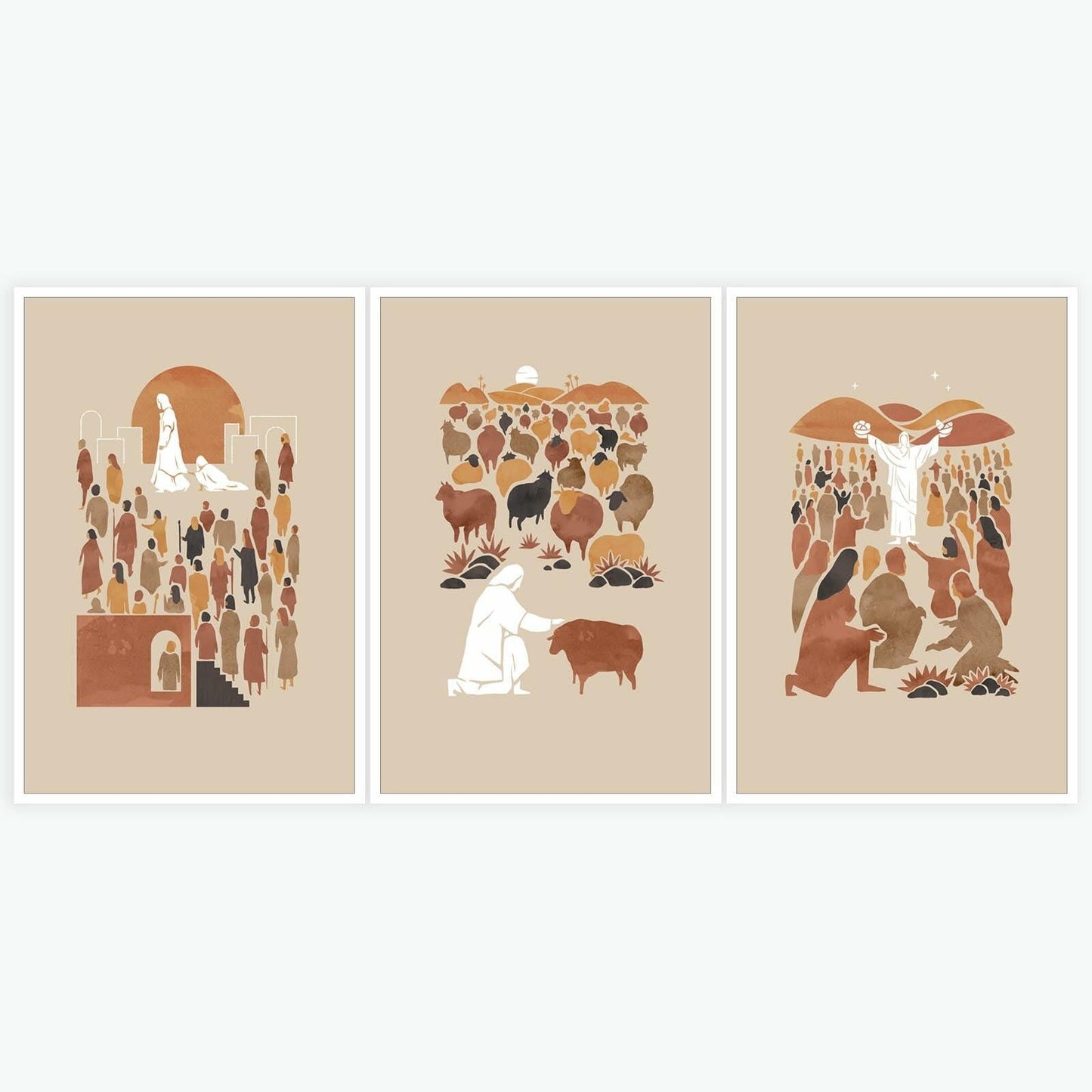 FBKDVC Christian Canvas Wall Art Set 3 Jesus Shepherd 16x24in Unframed