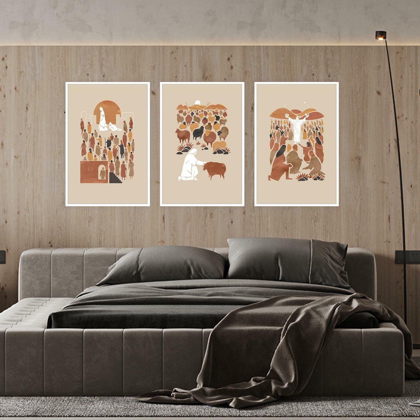 FBKDVC Christian Canvas Wall Art Set 3 Jesus Shepherd 16x24in Unframed