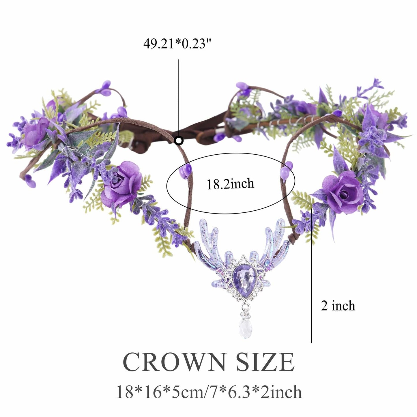 MOSTORY Purple Flower Fairy Crown Woodland Elf Headpiece Floral Circlet