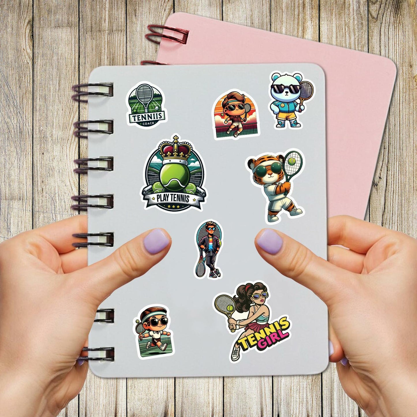 BIGZORO Tennis Stickers Waterproof Vinyl Decals 50 PCS Cartoon Sport