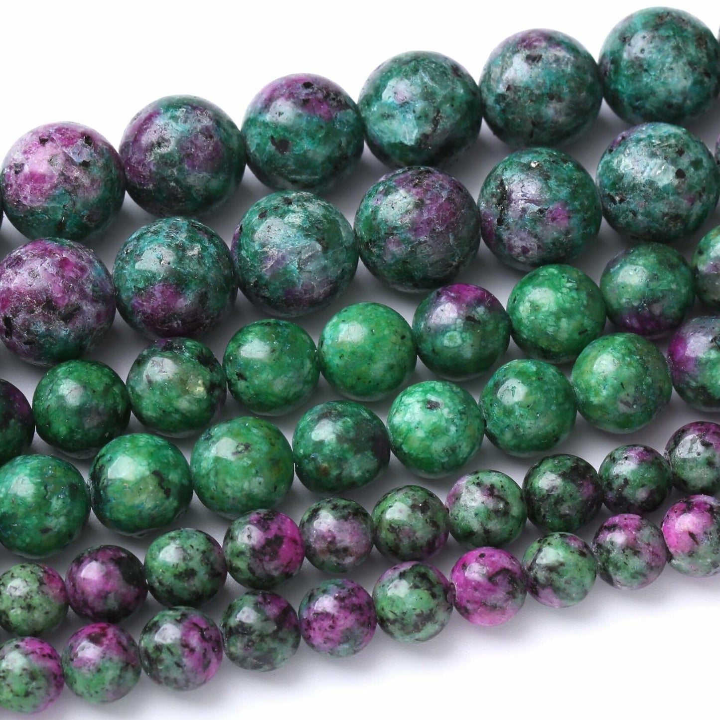 Airheartwx 12MM Red Green Round Loose Natural Gem Crystal Beads