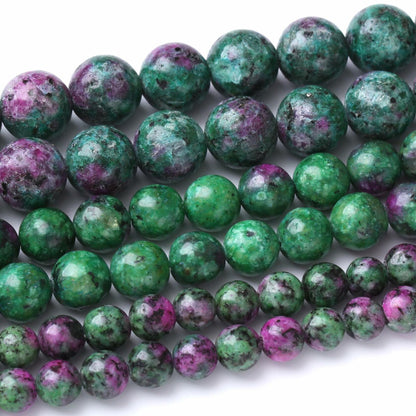 Airheartwx 12MM Red Green Round Loose Natural Gem Crystal Beads