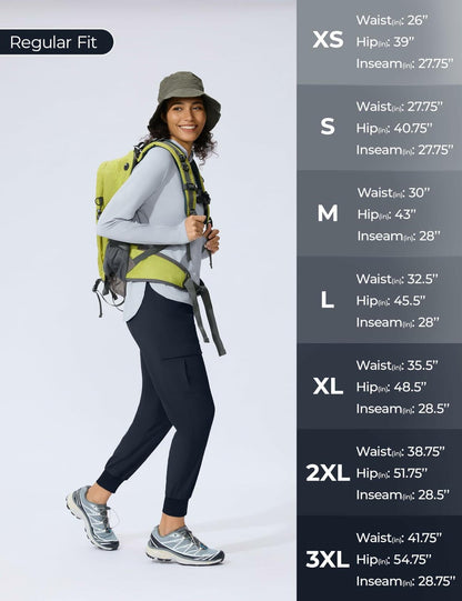 Women's Cargo Joggers Lightweight Hiking Pants Zipper Pockets Navy Size XL