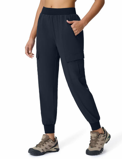Women's Cargo Joggers Lightweight Hiking Pants Zipper Pockets Navy Size XL