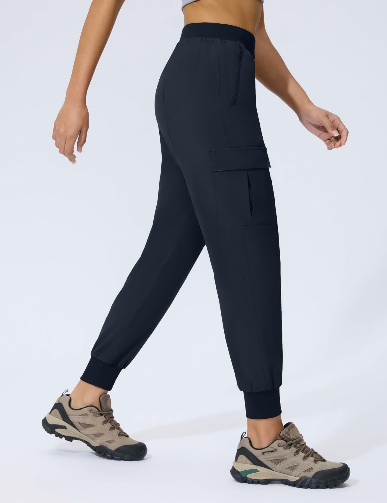 Women's Cargo Joggers Lightweight Hiking Pants Zipper Pockets Navy Size XL