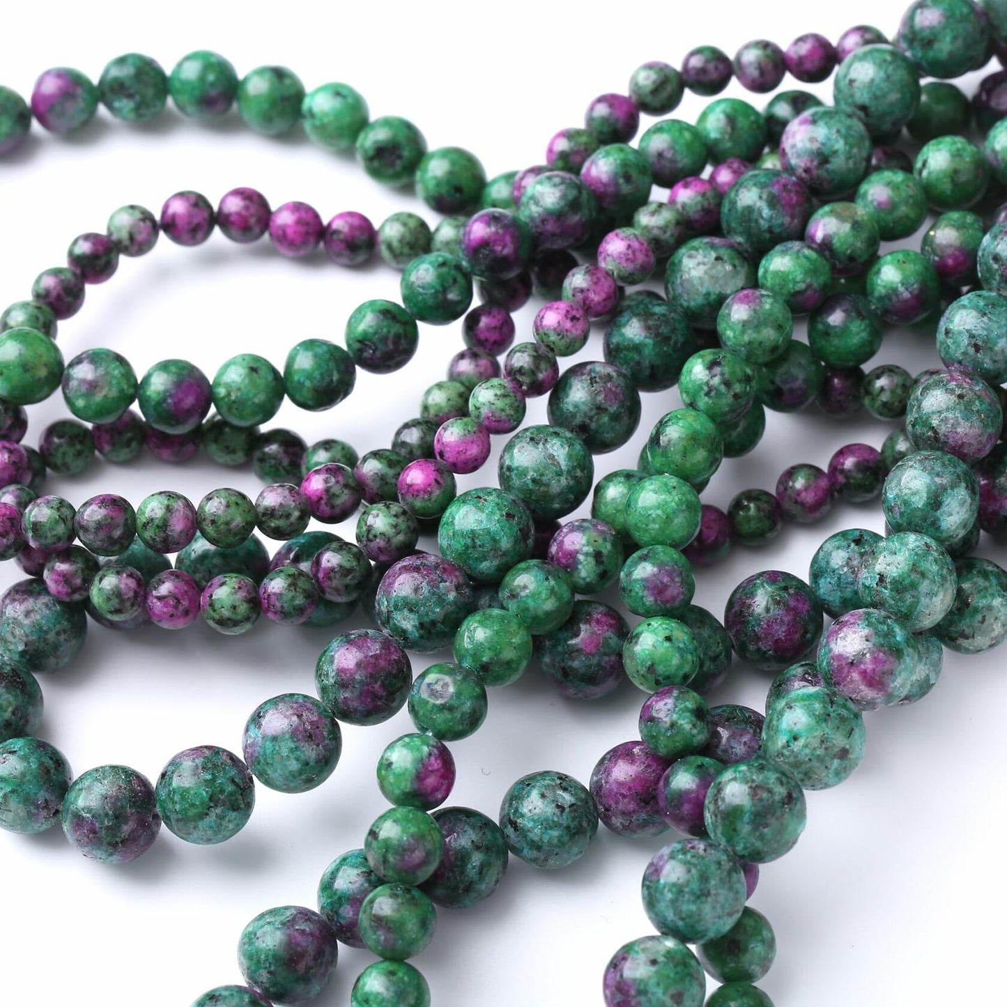 Airheartwx 12MM Red Green Round Loose Natural Gem Crystal Beads
