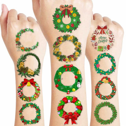 MeoIsDaBest Merry Christmas Temporary Tattoos Xmas Stickers 10 Sheets 100 PCS