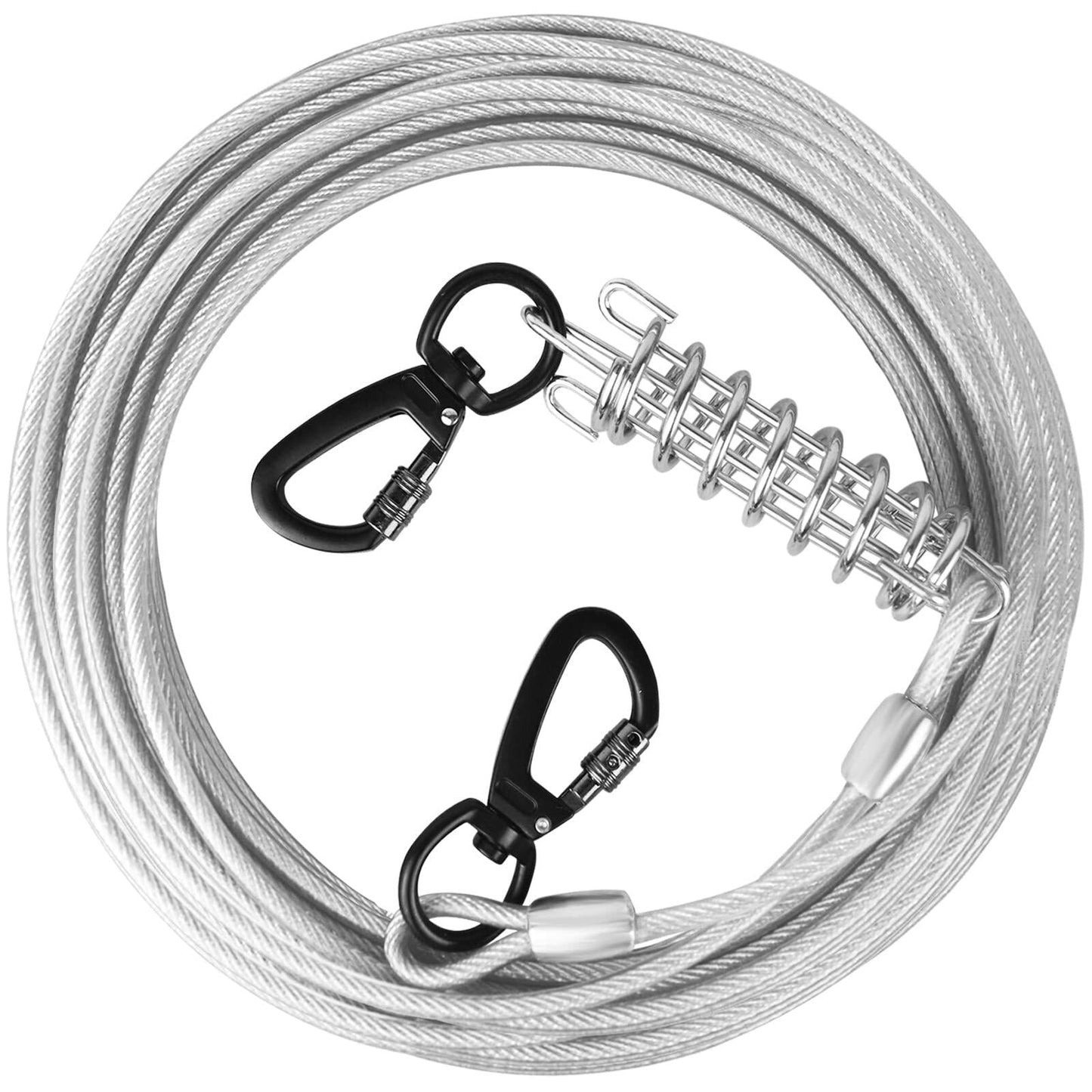 HaiYUAN Dog Tie Out Cable Steel Wire with Clips Blue 10-30 FT Heavy Duty