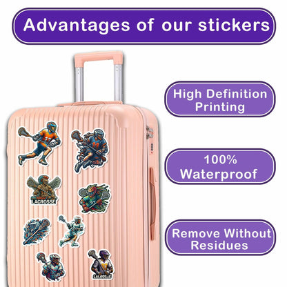 BIGZORO Lacrosse Stickers Waterproof Vinyl Decals 50 PCS Cartoon