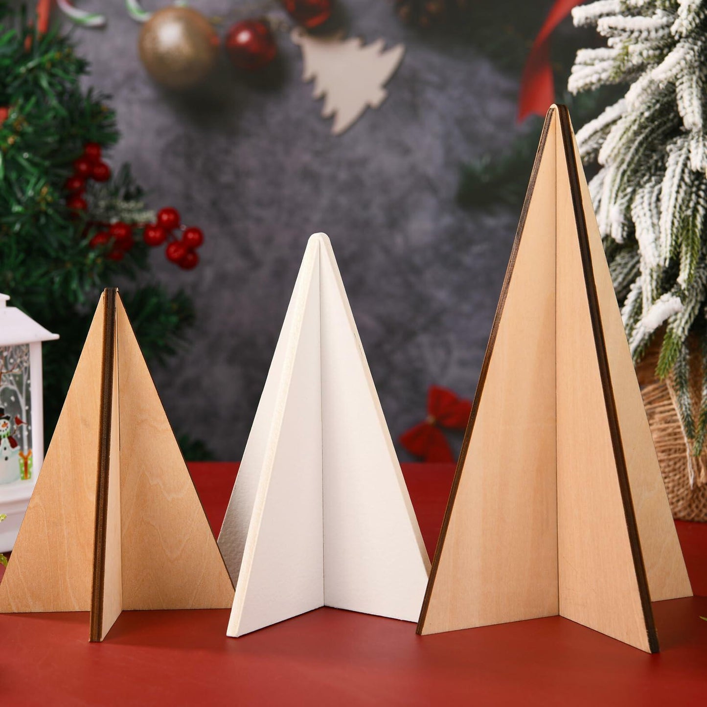 WHQXFDZ 5pcs Wooden Christmas Tree Decor Farmhouse Ornaments Black White