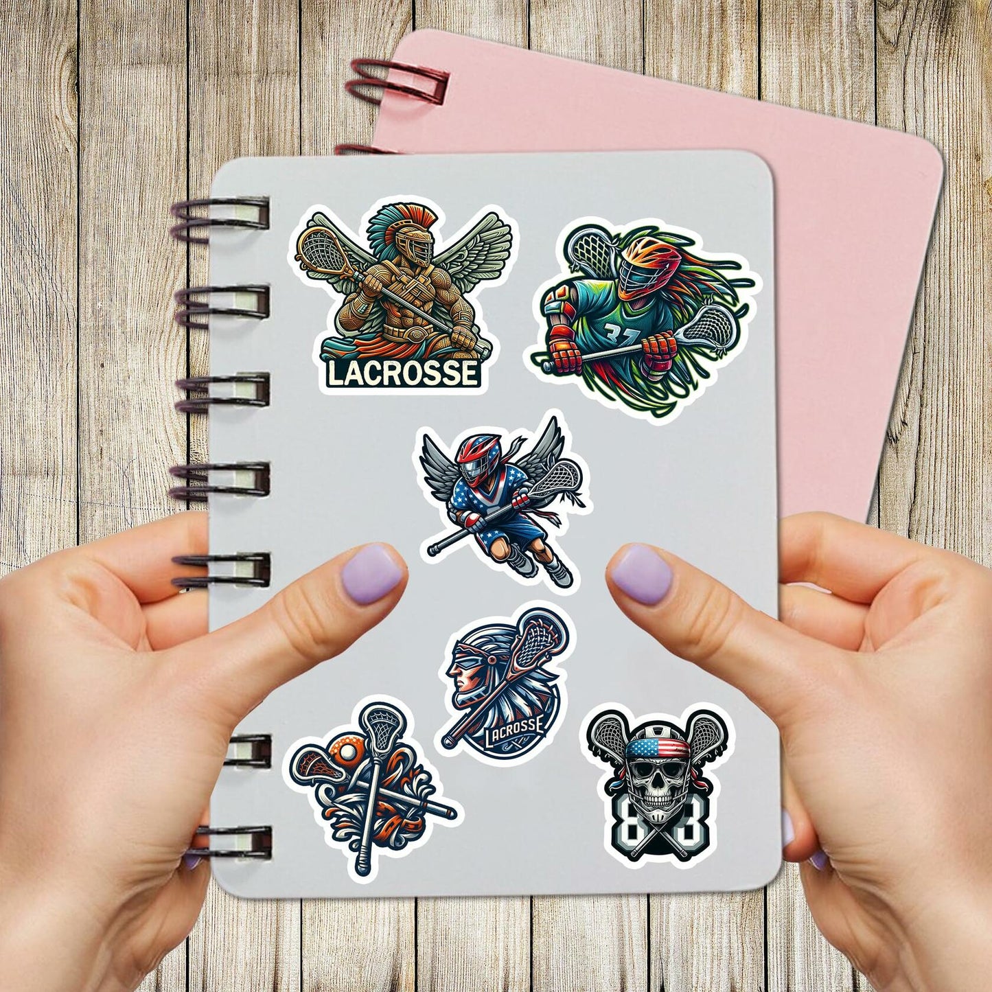 BIGZORO Lacrosse Stickers Waterproof Vinyl Decals 50 PCS Cartoon