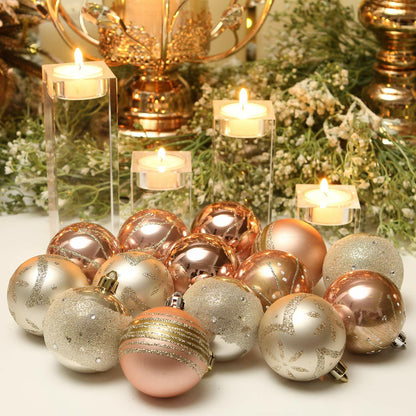 Sea Team 60mm Rose Gold Painted Sparkling Christmas Ornaments Balls 30pcs
