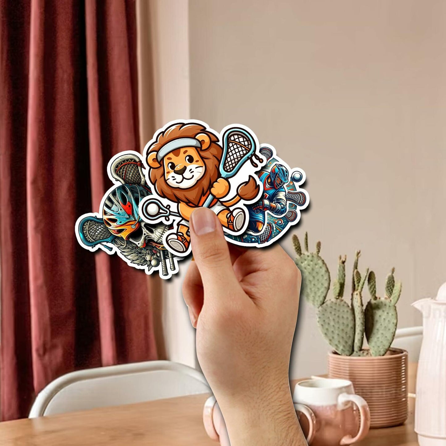 BIGZORO Lacrosse Stickers Waterproof Vinyl Decals 50 PCS Cartoon