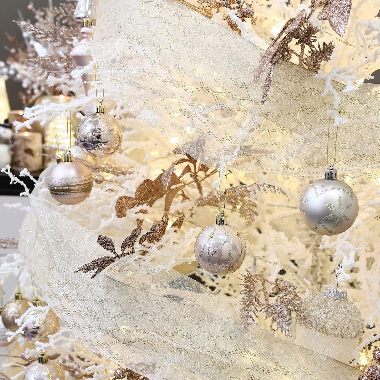 Sea Team 60mm Rose Gold Painted Sparkling Christmas Ornaments Balls 30pcs