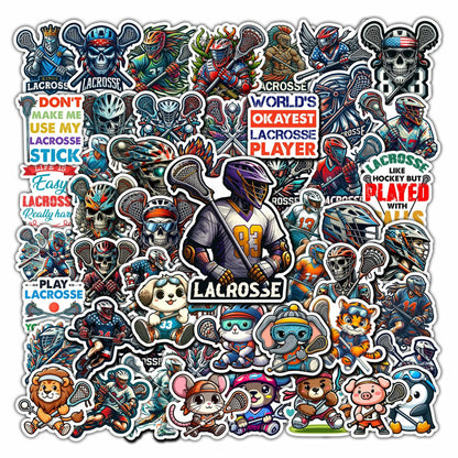 BIGZORO Lacrosse Stickers Waterproof Vinyl Decals 50 PCS Cartoon