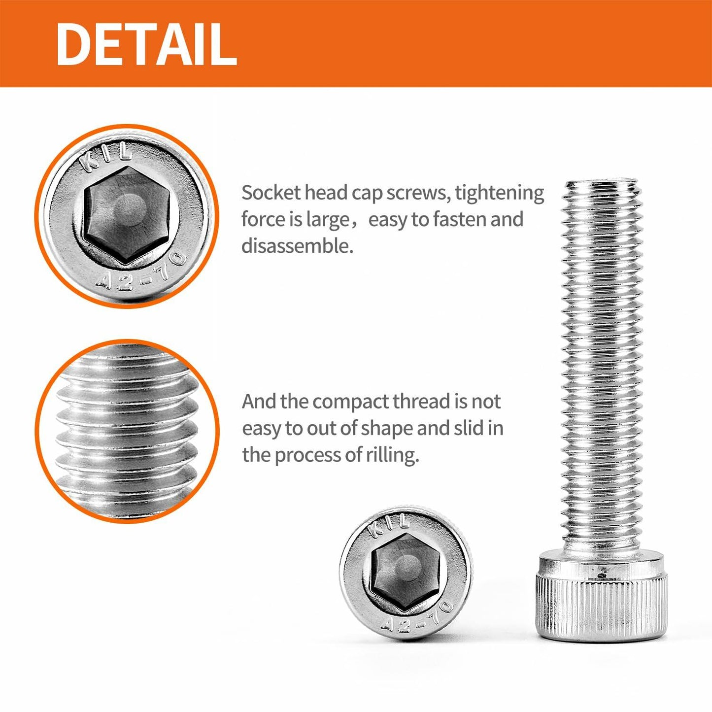 NIULUNBAO M10-1.5x80mm Hex Socket Head Cap Screw 304 Stainless Steel 6PCS Silver