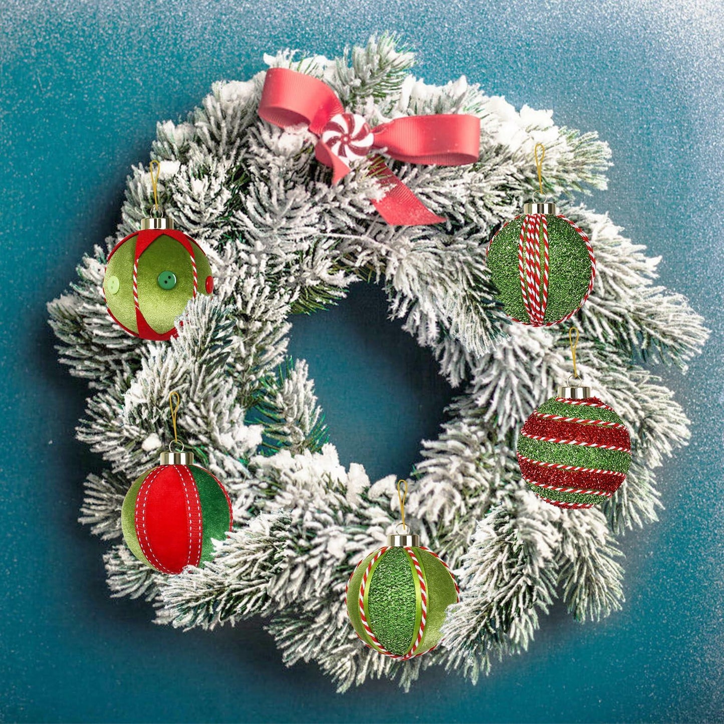 SY Super Bang Christmas Ball Ornaments 15PCS Red Green 80MM