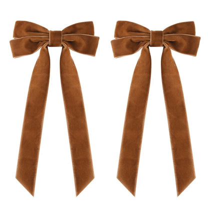Aileam 2PCS Brown Velvet Hair Bows Large Fall Alligator Clips