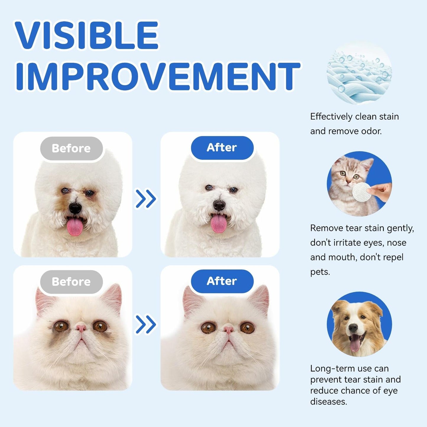 Opdent Dog Eye Wipes Tear Stain Remover 150pcs Extra Large 3.2"