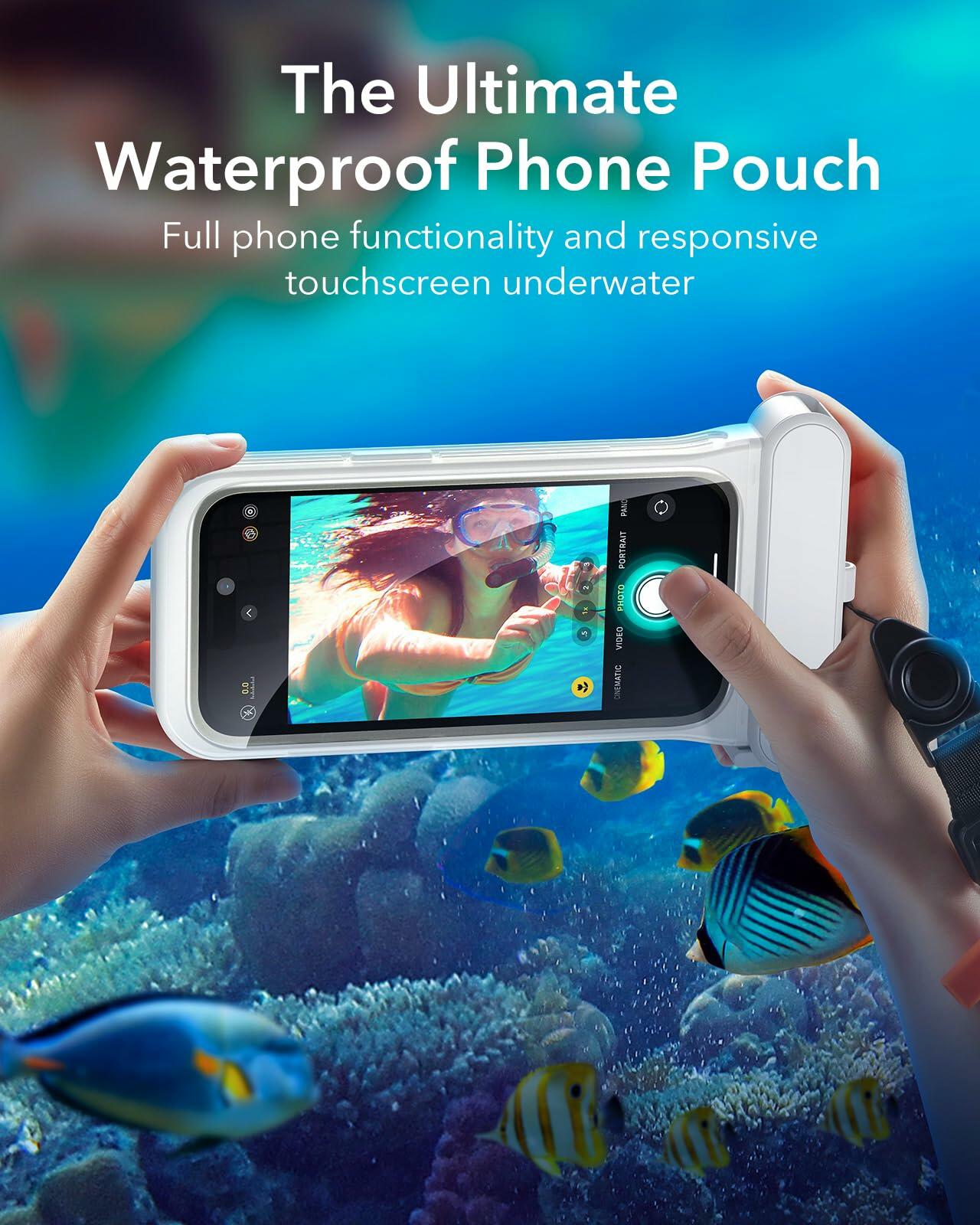 ESR Waterproof Phone Pouch for iPhone 13/14/15 Pro IPX8 2 Pack Black/Clear