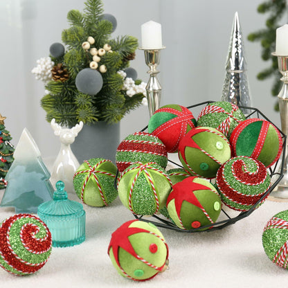 SY Super Bang Christmas Ball Ornaments 15PCS Red Green 80MM