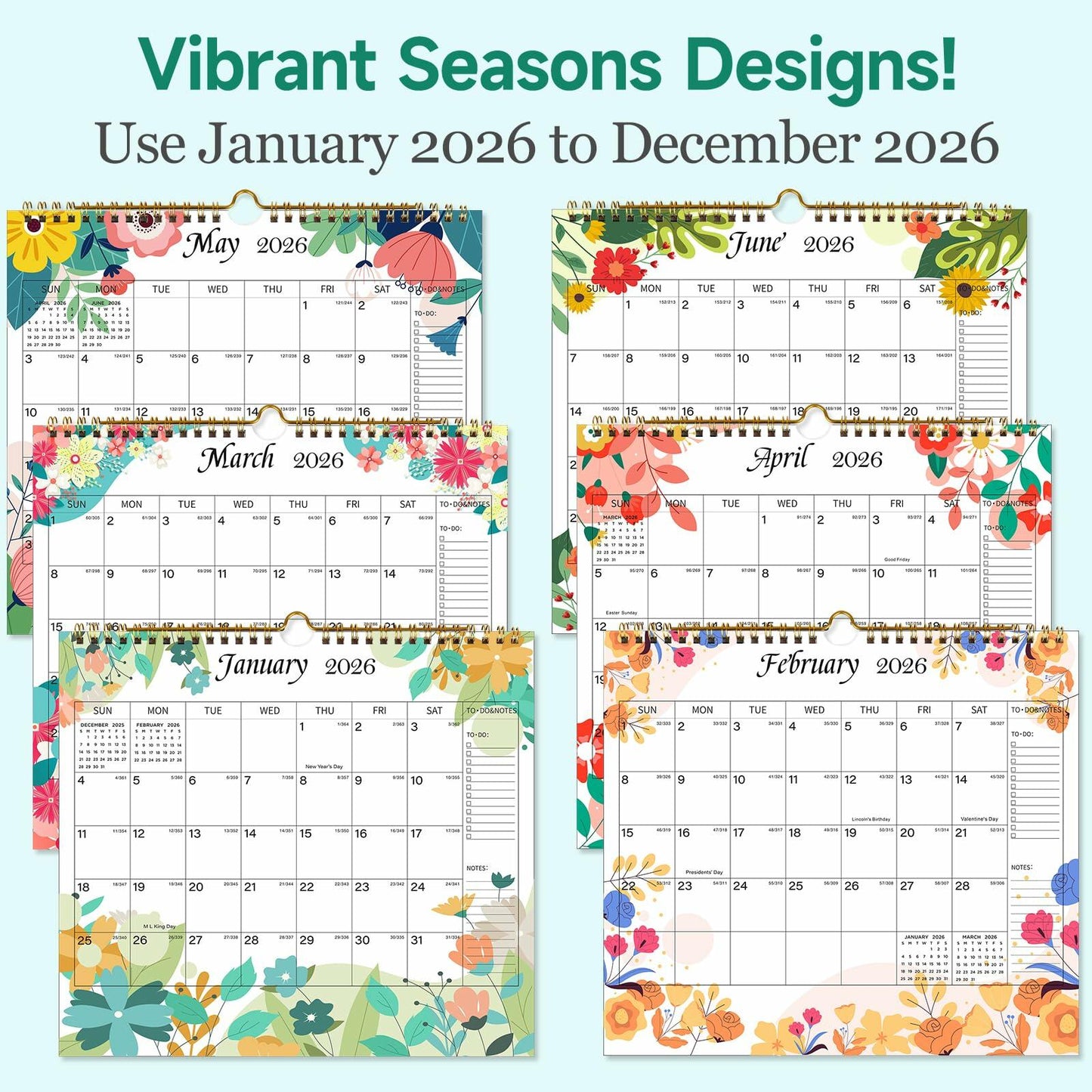 Lbylyhxc 2026 Wall Calendar 18 Months Jul 2025-Dec 2026 14.7x11.5 Inches