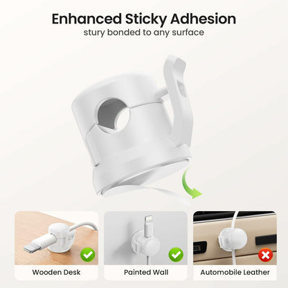 LOTUNY Cable Clips Adjustable Cord Holder White 8 Pack Adhesive