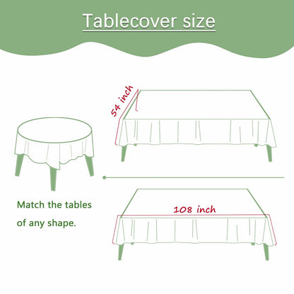 YOLCAR Disposable Tablecloths 108x54in PEVA White 2 Pack Classic Style