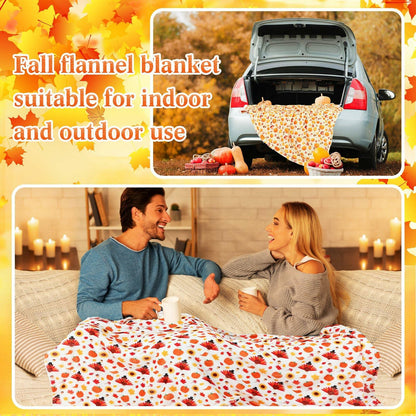 Fanfanwin 2 Pc Pumpkin Flannel Sherpa Throw Blanket 51x59 Multicolor Fall