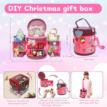 DZLHQON 2025 Kids DIY Christmas Organizer Bucket Pink Stickers Mini Toys
