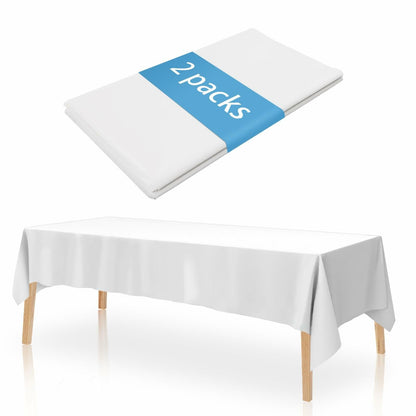 YOLCAR Disposable Tablecloths 108x54in PEVA White 2 Pack Classic Style
