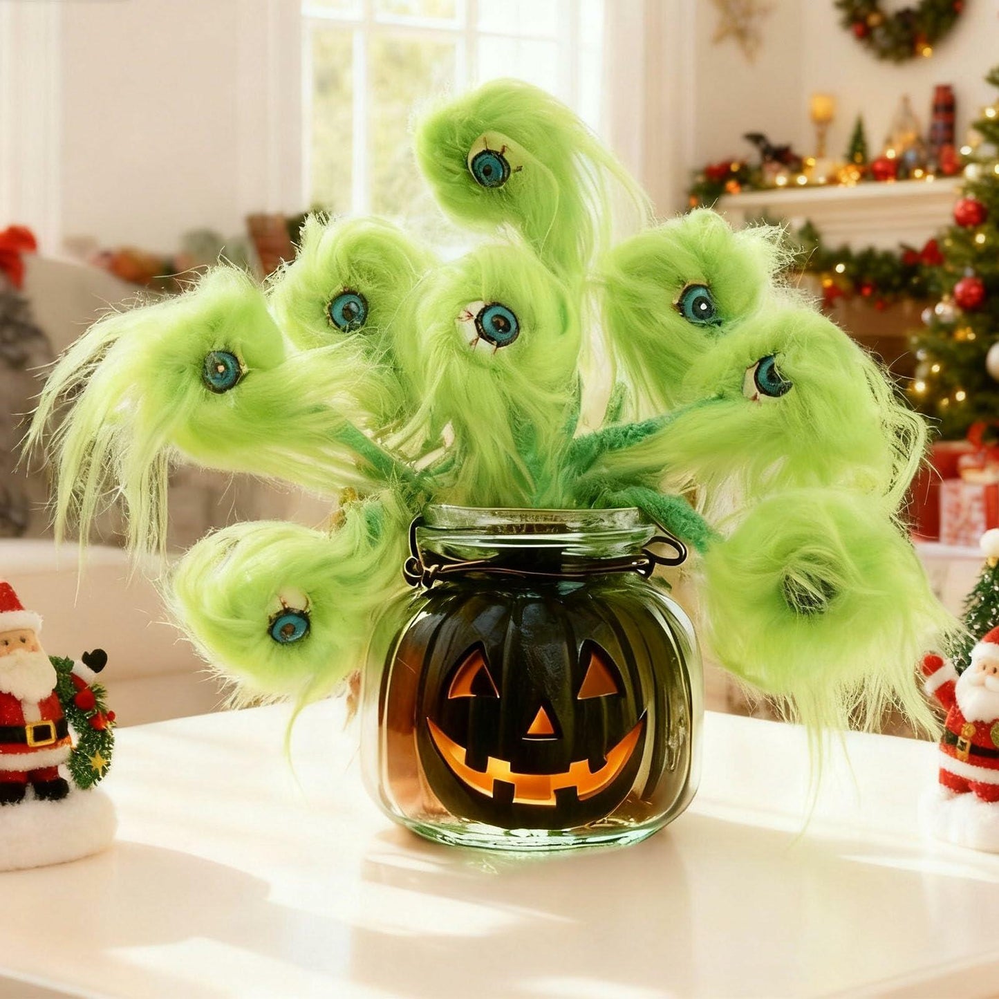 Puluole 10pc Christmas Eyeballs Decorations Floral Picks Green Small