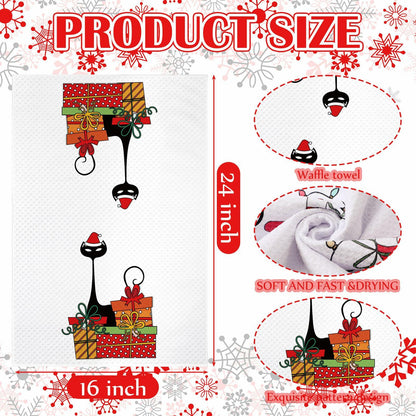 Tudomro Christmas Black Cat Kitchen Towels 16x24 4 Pcs Soft Absorbent