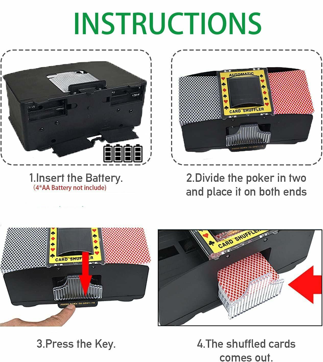 Automatic 2-Deck Card Shuffler Electric Mixer for Home Game Nights