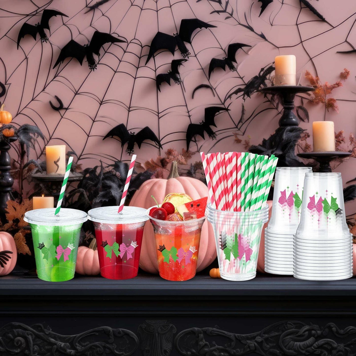 Baderke 150 Pack 12oz Pink Green Plastic Witch Princess Party Cups