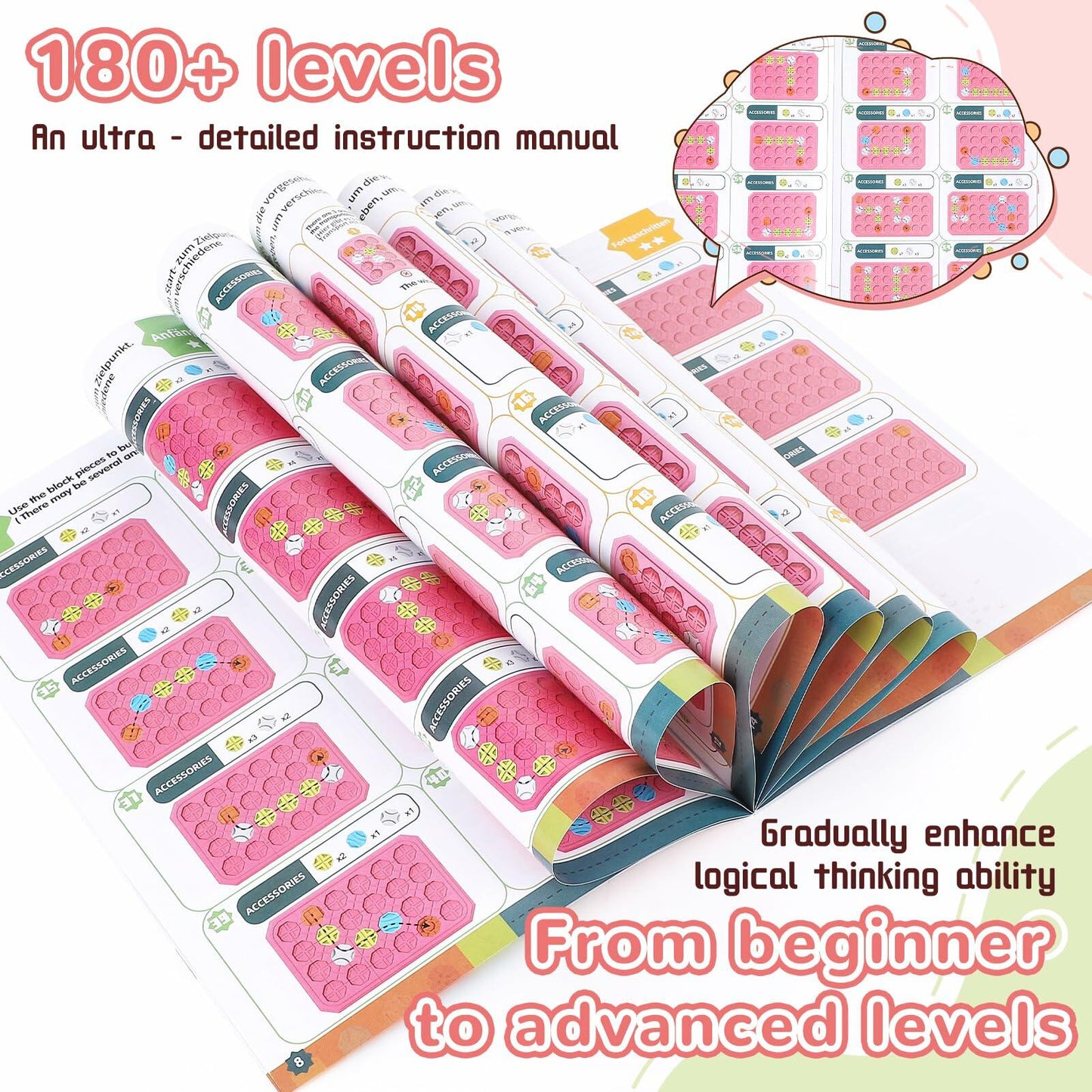 fygurso Logic Road Builder STEM Toy Puzzle Pink 32PCS Brain Teaser Game