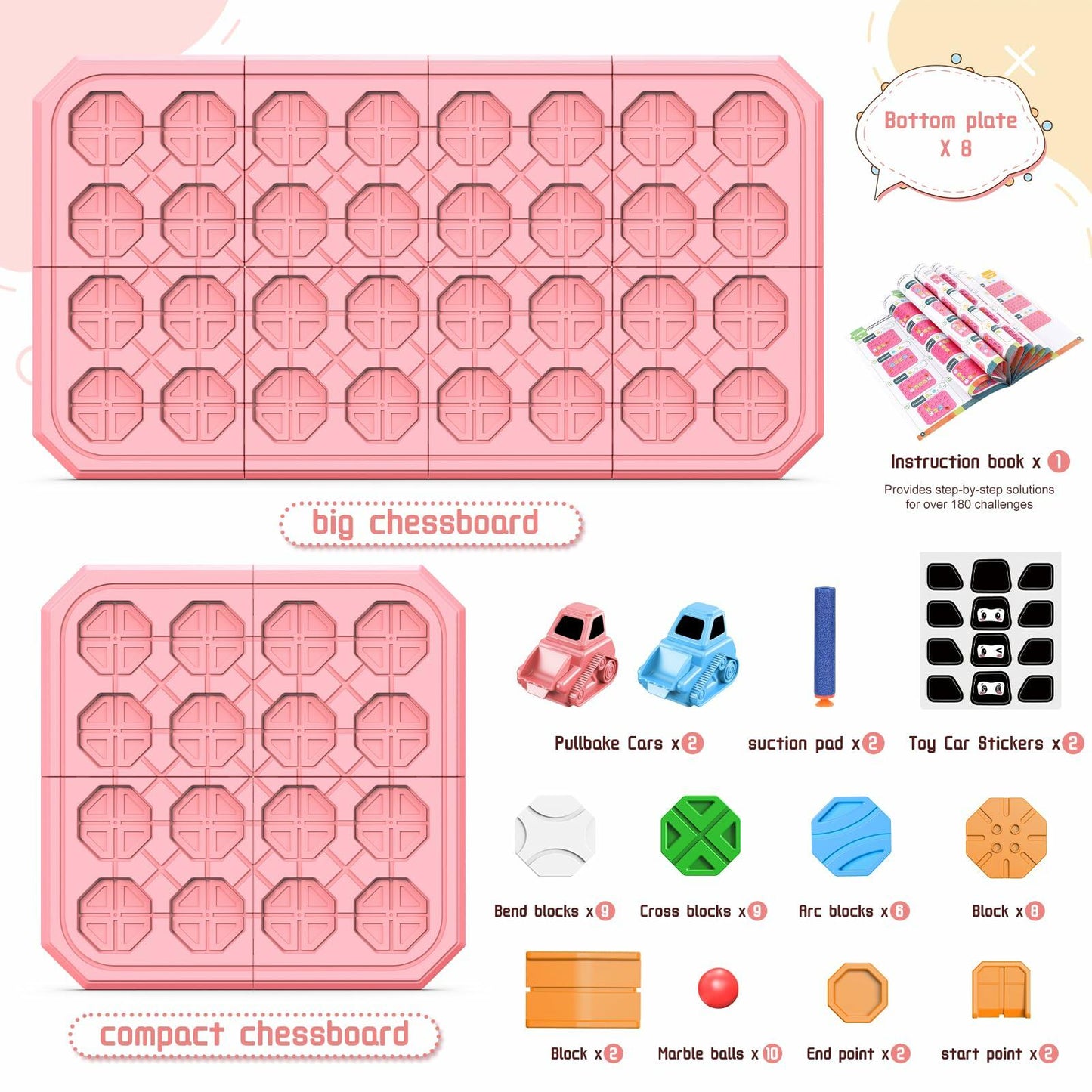 fygurso Logic Road Builder STEM Toy Puzzle Pink 32PCS Brain Teaser Game