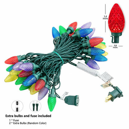 HAYATA 50 LED Strawberry String Lights 23ft C6 Multi Color Christmas Decor