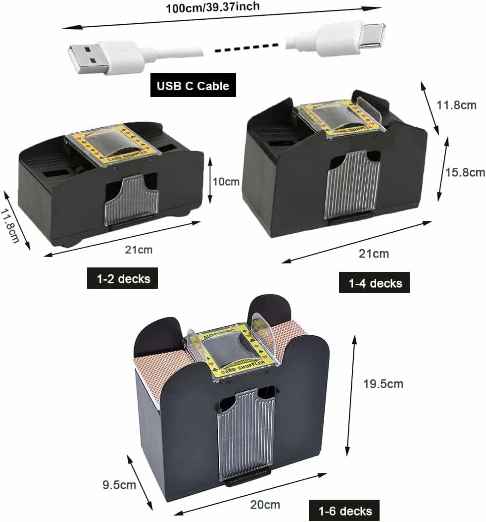 Automatic 2-Deck Card Shuffler Electric Mixer for Home Game Nights
