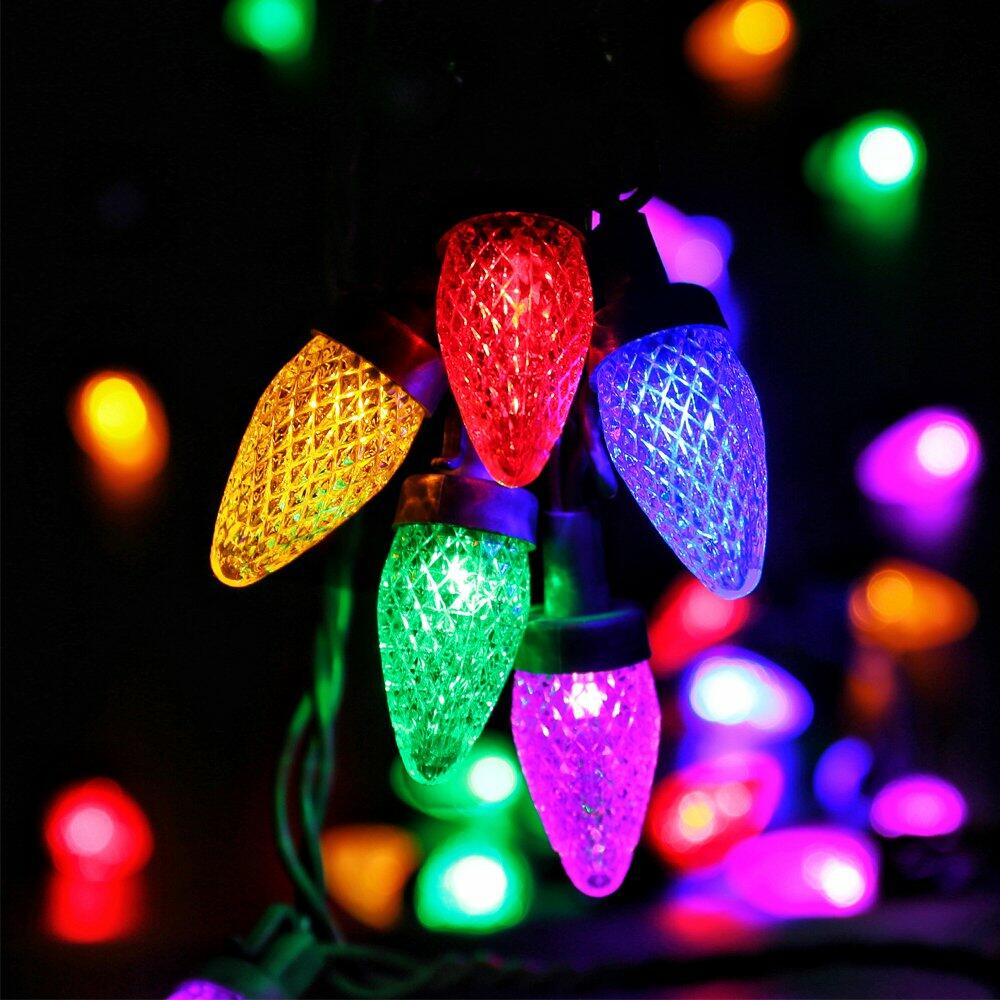 HAYATA 50 LED Strawberry String Lights 23ft C6 Multi Color Christmas Decor
