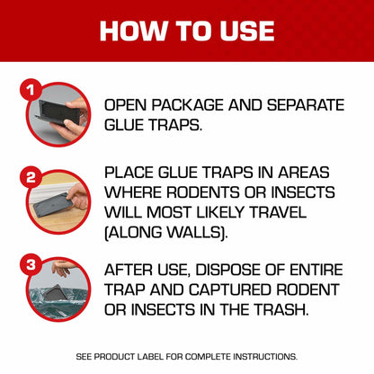 Tomcat Glue Traps Mouse Size with Eugenol for Enhanced Stickiness, 6 Count Black