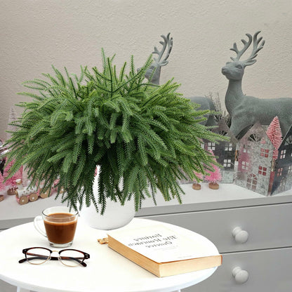 Dushle Norfolk Pine Branches 18in Artificial Greenery Stems 6 Count Green