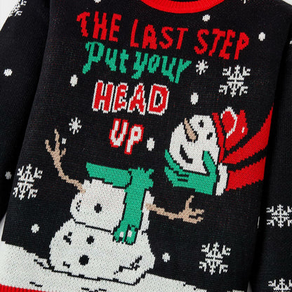 IFFEI Ugly Christmas Sweater Funny Snowman Knit Pullover Acrylic Size XL