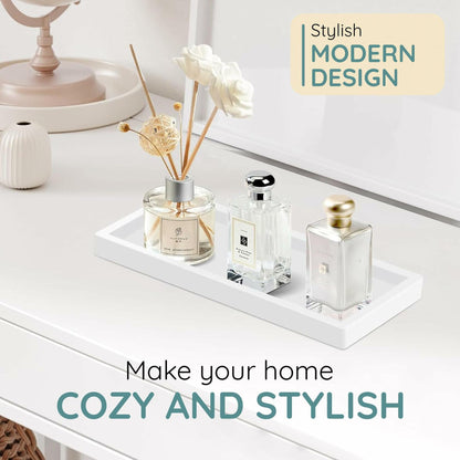 Lavatoria Silicone Countertop Tray 2 Piece Small Bathroom Vanity Organizer White