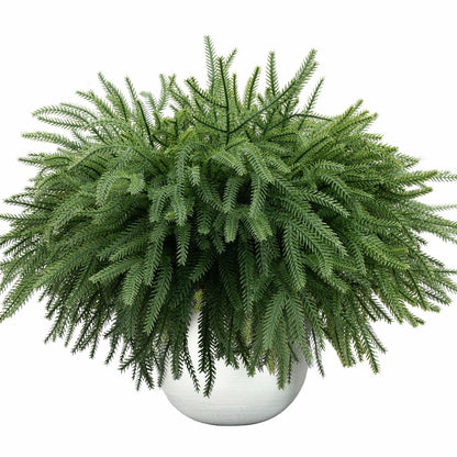 Dushle Norfolk Pine Branches 18in Artificial Greenery Stems 6 Count Green