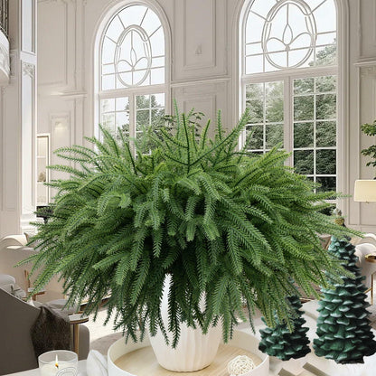 Dushle Norfolk Pine Branches 18in Artificial Greenery Stems 6 Count Green
